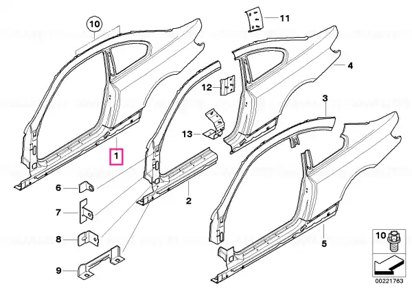 Side frame, exterior, right - BMW Expediere rapidă