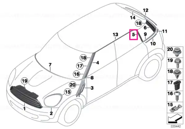Lichidare de stoc Capac coloană C stânga - BMW - Mini