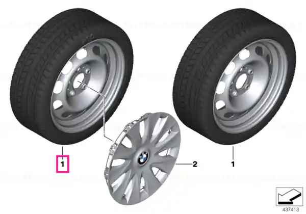 Reduceri Roată completă de iarnă - Steel wheel 12 cu anvelopa Continental Winter Contact TS830P - 205/60R16 92H - BMW Seria 3 F30/F31