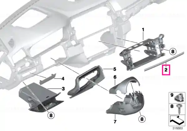 Trim centru tablou bord SCHWARZ - BMW Ultima șansă