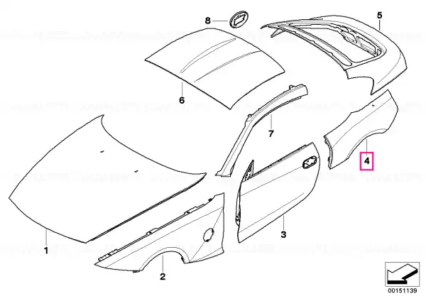 Right rear side panel - BMW Retur ușor