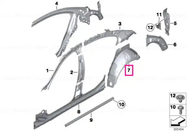 Reducere Wheel arch outer rear right - BMW