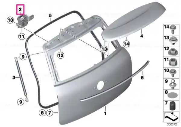 Left trunk lid hinge - BMW - Mini Plată securizată