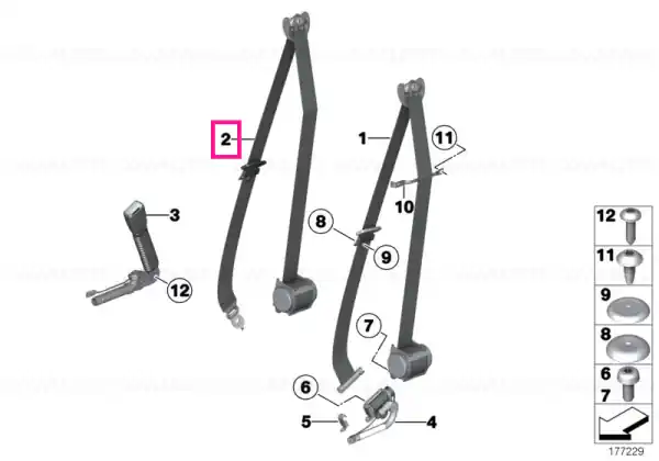 Plată securizată Centura superioara fata stanga SCHWARZ - BMW