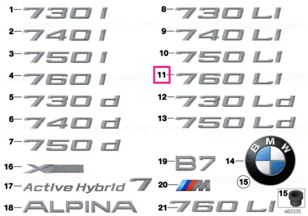 Livrare gratuită Lettering - 760LI - - BMW