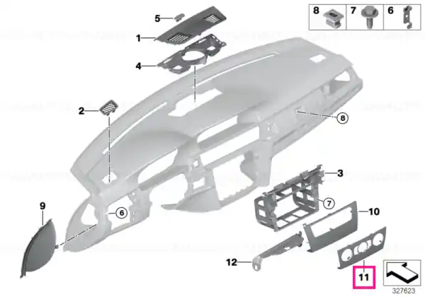 Plată securizată Front plate of controls air conditioner PERLGLANZ CHROM - BMW