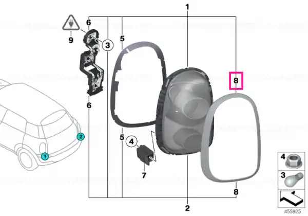 Frame, rear light, painted right CHROM - BMW - Mini Mai ieftin