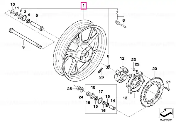 Ofertă de sezon Cast wheel, rear, magnesium matte 3,5X17 - BMW Motorrad
