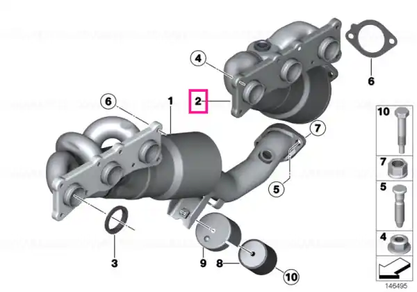 Ofertă limitată RP-exhaust manifold with catalytic conv. ZYL.4-6 ULEV2 - BMW