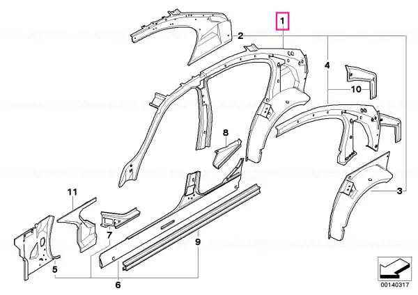 Ofertă limitată Right interior side frame - BMW