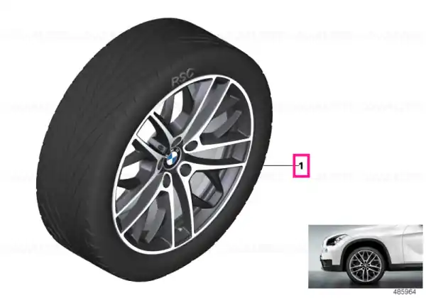 Reducere Set roți complete de vară - Double Spoke 465 (bright turned) cu anvelopa Pirelli P Zero r-f - 225/40R19 89W FA / 255/35R19 92W RA - BMW X1 E84