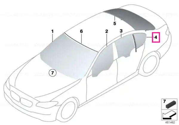 Reducere de preț Side window,green fixed,right rear door SSG - BMW