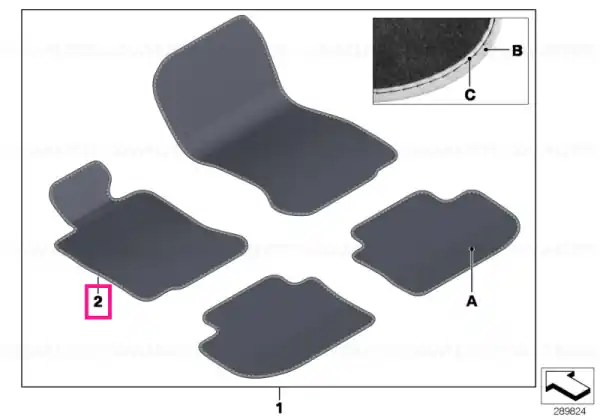 Retur ușor Floor mat velours driver side INDIVIDUAL - BMW