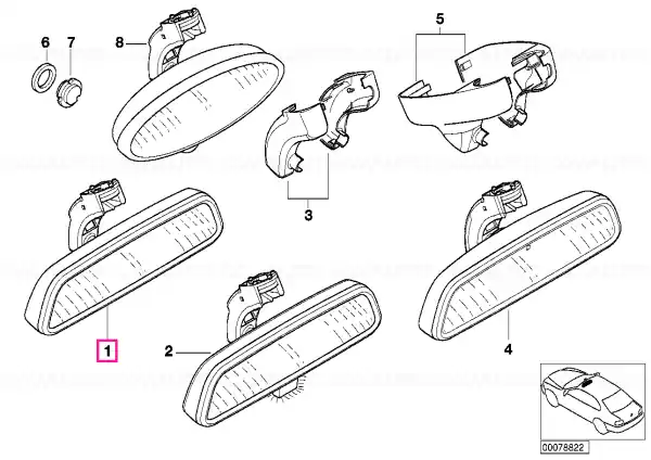 Rearview mirror EC / LED / Radio 315 MHZ - BMW Preț redus