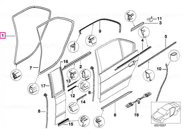 Nu rata Edge protection, door, rear right GRAU - BMW