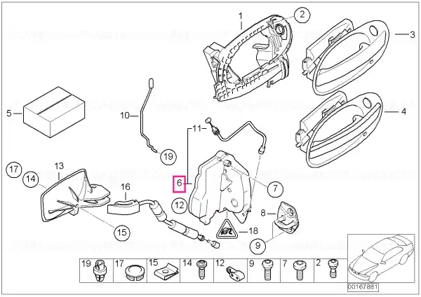 Lock, complete, front right SCA - BMW Doar azi