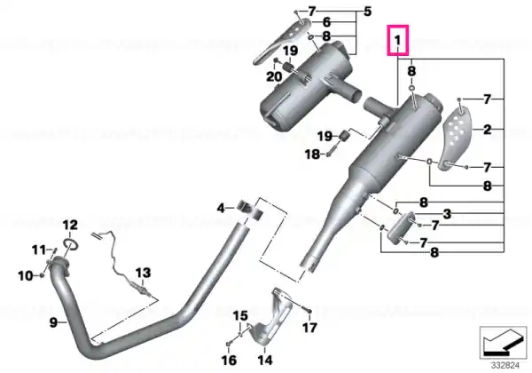 Catalyzer/rear silencer - BMW Motorrad Retur gratuit