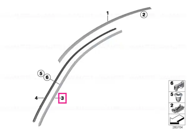 Transport gratuit Finisher, side frame right GLANZSCHWARZ - BMW