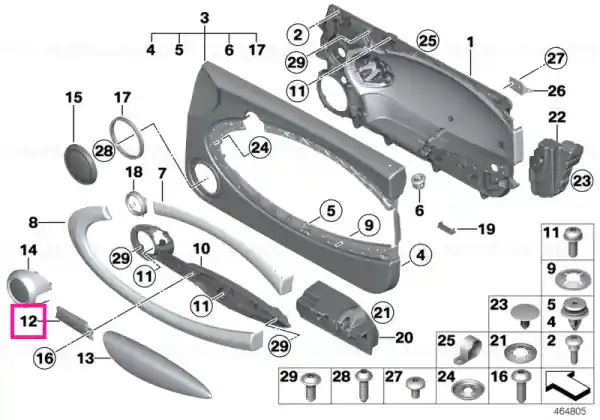 Ofertă limitată Ornament mâner ușă aluminiu dreapta BRUSHED ALLOY - BMW - Mini