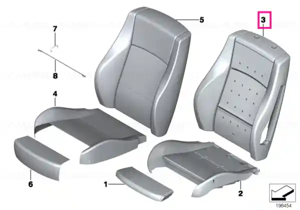 Retur gratuit Sport backrest upholstery parts, right - BMW