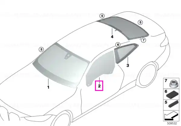 Geam usa fata, dreapta - BMW Seria 4 G22 G82 M4 Cumpără online