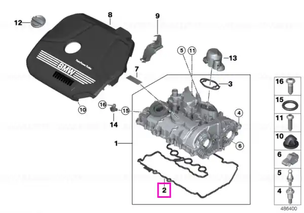 Set garnituri capac chiulasa - BMW Seria 1 F40, Seria 2 F44 F45 F46, X1 F48, X2 F39 - Mini Cabrio F57, Clubman F54, Countryman F60, F55, F56 (de la 01.01.2020) Retur ușor