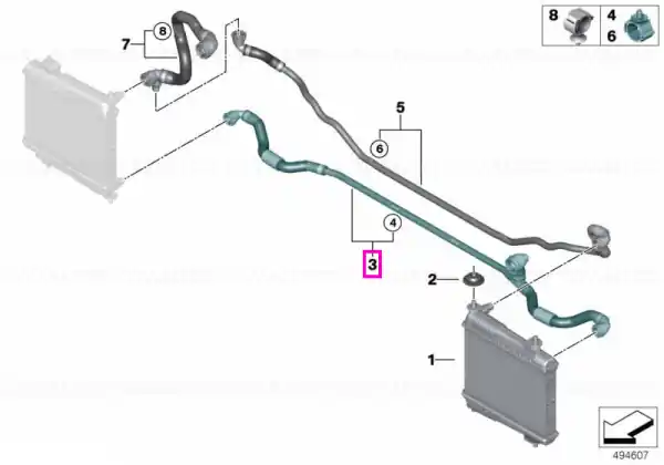 Conducta de legatura radiator auxiliar - BMW Seria 2 G42, Seria 3 G20, Seria 4 G22 G23 G26 Reducere