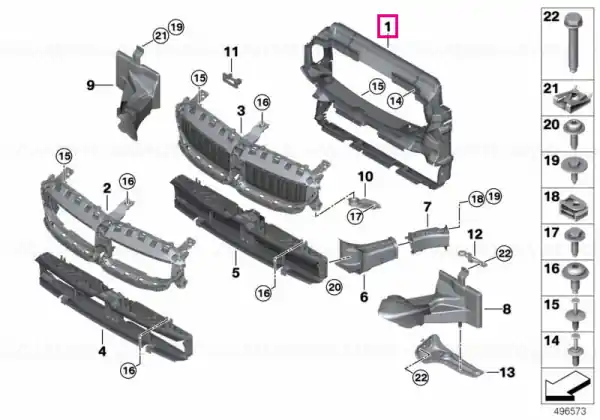 Canal aer radiator - BMW Seria 3 G20 G21 G28 Plată securizată