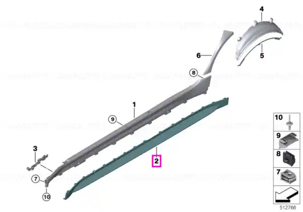 Ornament prag, stanga, finisaj negru lucios - BMW Seria 3 G80 G81 M3 Reducere specială