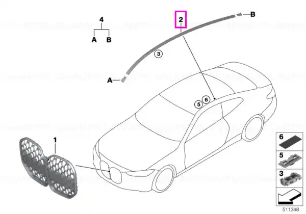Livrare rapidă Bandou ornamental primerizat, plafon, dreapta - BMW Seria 4 G22 G82 M4