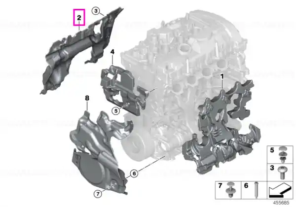 Incapsulare acustica motor, partea dreapta - BMW Seria 1 F20 F21, Seria 2 F22 F23, Seria 3 F30 F31 F34 F35 G20, Seria 4 F32 F33 F36 G22 G26, Seria 5 G30 G31 G38, Seria 6 G32, Seria 7 G11 G12, X3 G01 G08, X4 G02 Noutate