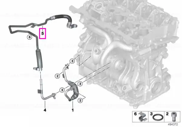 Doar azi Conducta retur lichid racire turbocompresor - BMW Seria 2 F45 F46, X1 F48, X2 F39 - Mini Cabrio F57, Clubman F54, Countryman F60, F55, F56