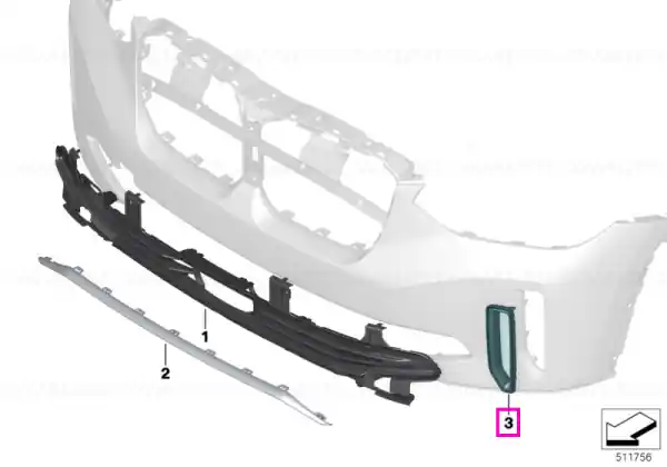 Ofertă de sezon Ornament/Deflector aer frana, bara protectie fata, dreapta - BMW iX3 G08 BEV (iX3, tip motor HA0)