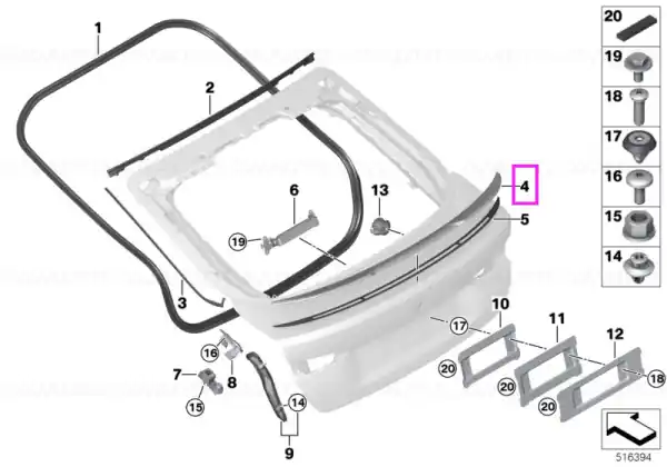Ornament/Spoiler capota portbagaj primerizat (pregatit pentru vopsire) - BMW Seria 4 G26 Gran Coupe, i4 G26 Gran Coupe Retur ușor