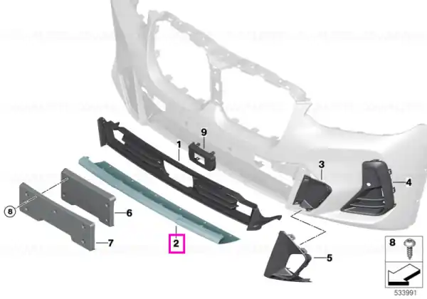 Expediere rapidă Ornament inferior central, bara protectie fata - BMW iX3 G08, X3 G01 G08, X4 G02