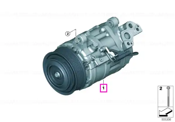 Ultima șansă Compresor aer conditionat, cuplaj magnetic, 48V - BMW Seria 5 G30 G31 G60 G61, Seria 6 G32, Seria 7 G11 G12, Seria 8 G14 G15 G16, X5 G05, X6 G06, X7 G07