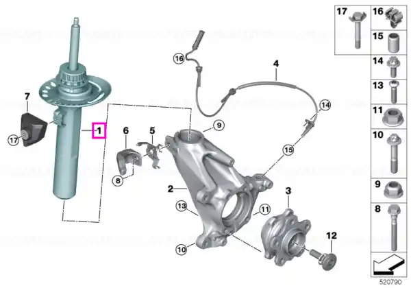 Amortizor suspensie fata, dreapta - BMW X2 U10, M35iX - tip motor B48R Cumpărături sigure