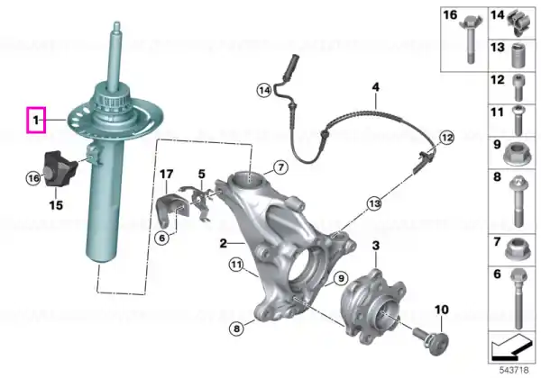 Amortizor suspensie, punte fata, stanga - BMW Seria 1 F70 - fara 02VF (Adaptive M chassis) Promoție