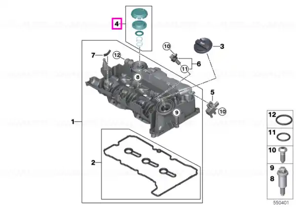 Kit reparatie supapa reglare presiune (PCV) - BMW Seria 1 F40, Seria 2 F44 F45 F46 G42, Seria 3 G20 G21 G28, Seria 4 G22 G23 G26, Seria 5 G30 G31, Seria 6 G32, X1 F48, X2 F39, X3 G01, X4 G02, X5 G05 - Mini Cabrio F57, Clubman F54, Countryman F60, F55, F56 Retur gratuit
