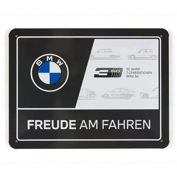 Placuta metalica BMW "Placerea de a conduce" (neagra, 15x20) - BMW Reducere specială