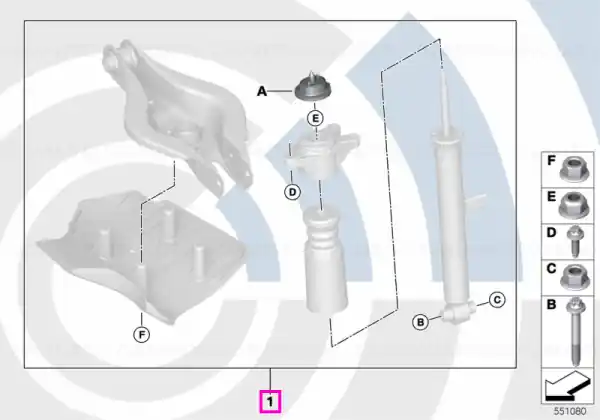 Kit montaj flansa amortizor, punte spate (Value Parts) - BMW Seria 3 G20 G21 G28, Seria 4 G22 G23 G26 Preț promoțional